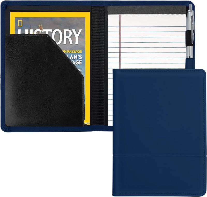 Gorbado Mini Padfolio/Junior Portfolio Folder Case, Business A5 Binder Organizer Notepad for Men Women, 5 x 8 Writing Pad Included, Navy Blue. - Image 1